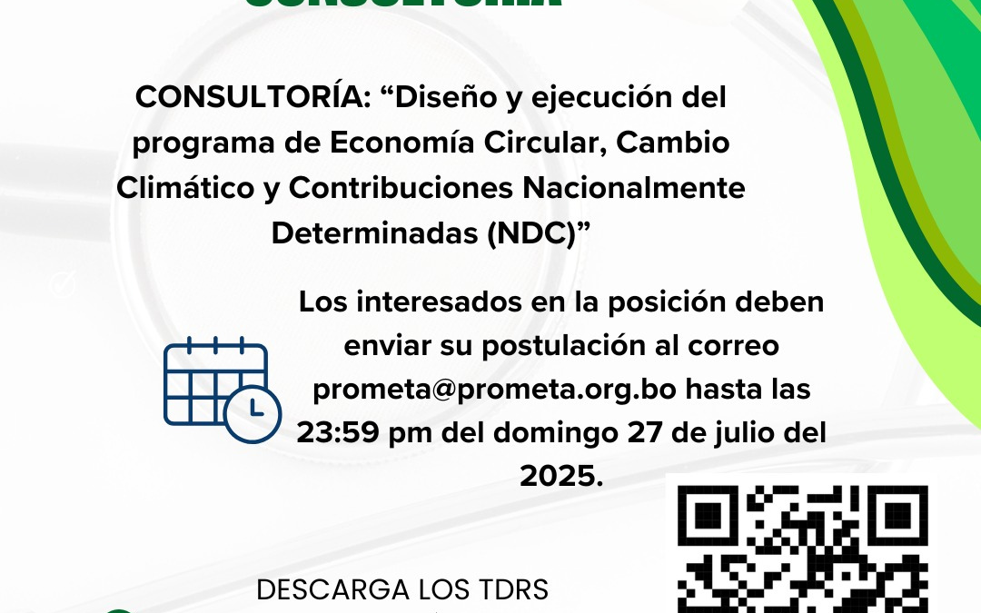 Requerimiento para consultoría – «Diseño y ejecución del programa de Economía Circular, Cambio Climático y Contribuciones Nacionalmente Determinadas (NDC)»